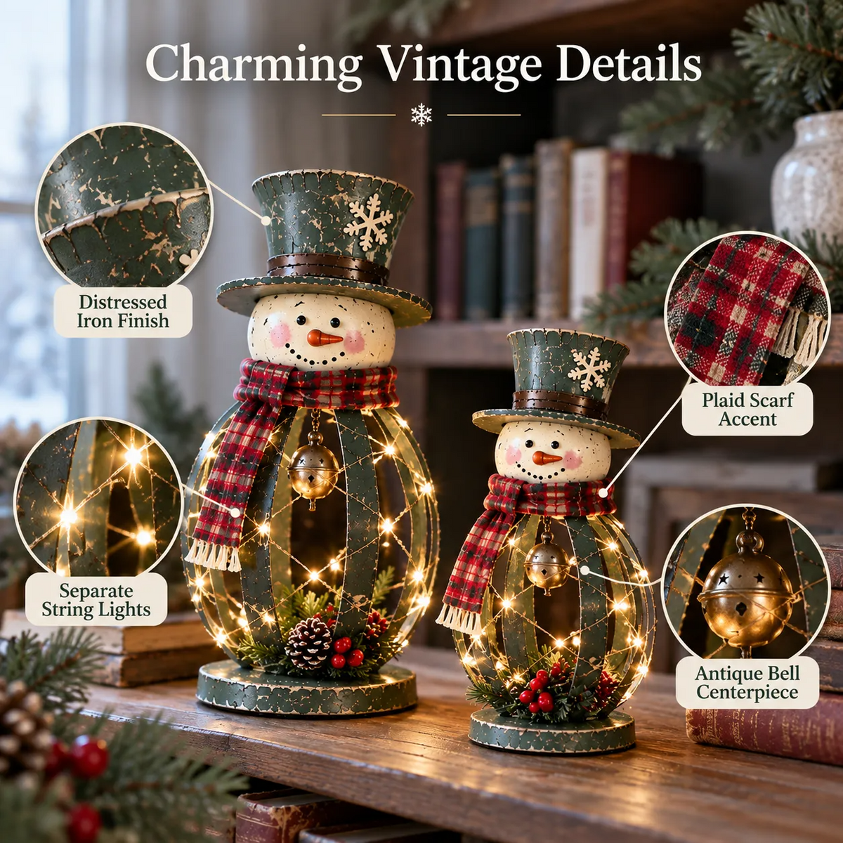 🎄 Winter Welcome Snowmen™ | Lighted Iron Christmas Duo