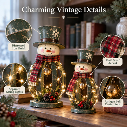 🎄 Winter Welcome Snowmen™ | Lighted Iron Christmas Duo