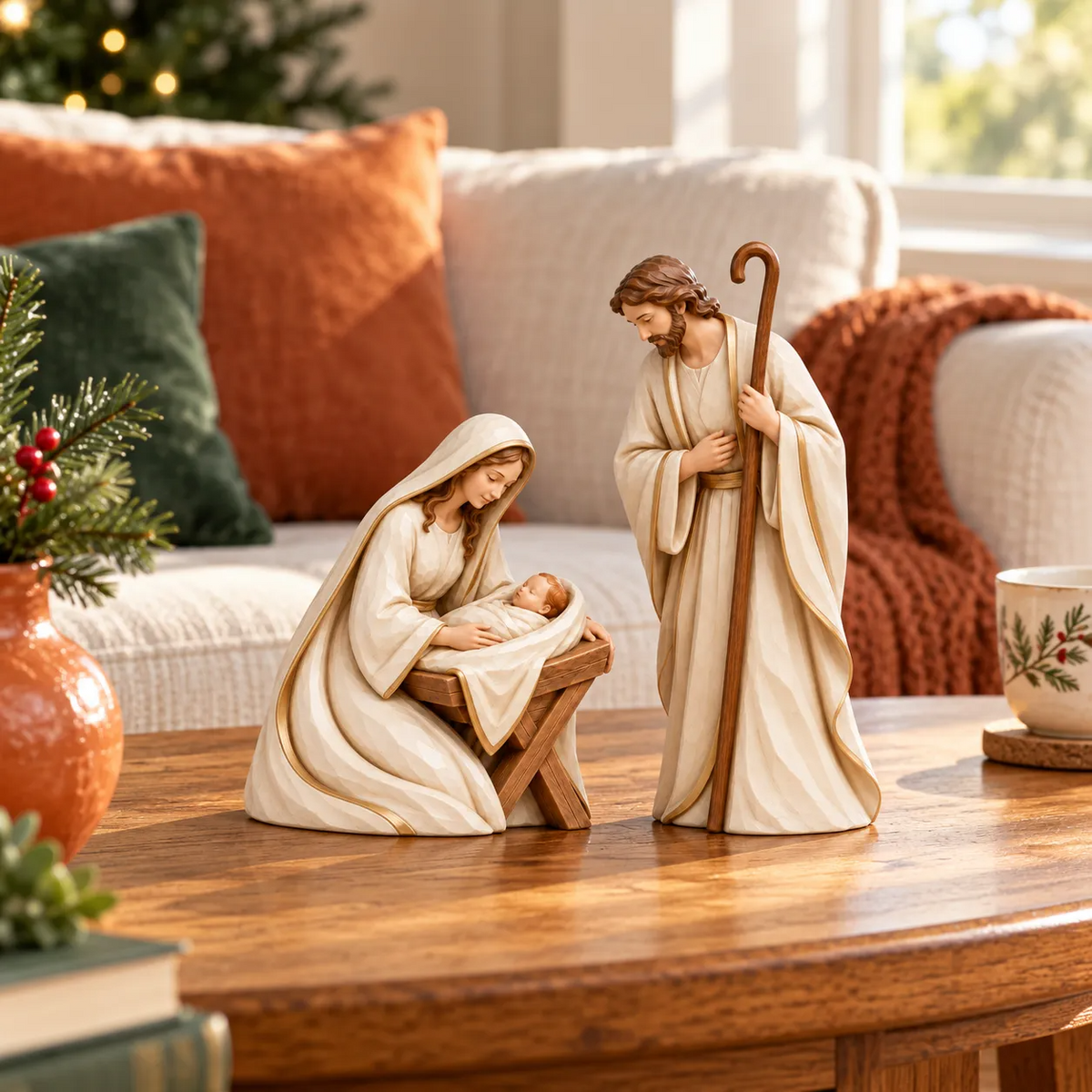 ✨ Bethlehem in Ivory & Gold™ | Holy Family Nativity Set