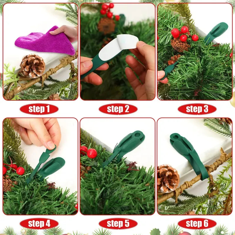 🎄 EverHold™ Reusable Garland Clips – No-Nail Holiday Greenery & Wreath Fasteners