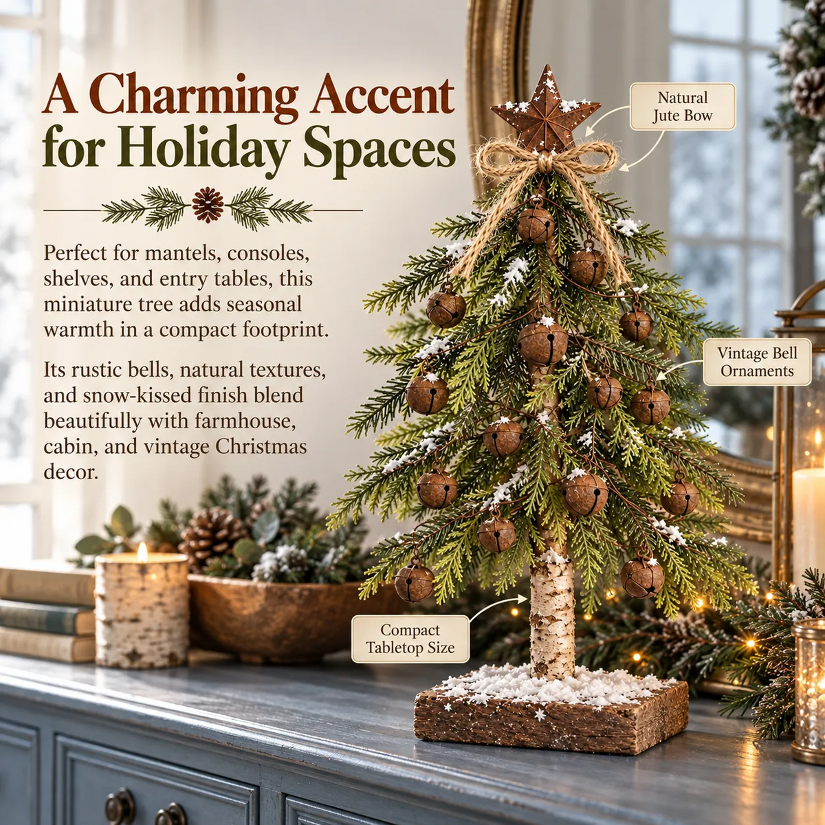 🎄🔔 Rustic Bell Christmas Tree™ – Vintage Farmhouse Tabletop Holiday Decor