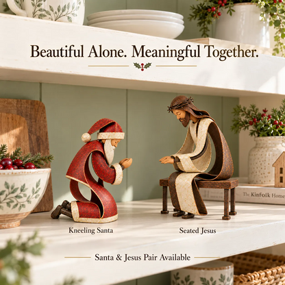 ✨ Even Santa Bows | Jesus & Santa Christmas Figurine