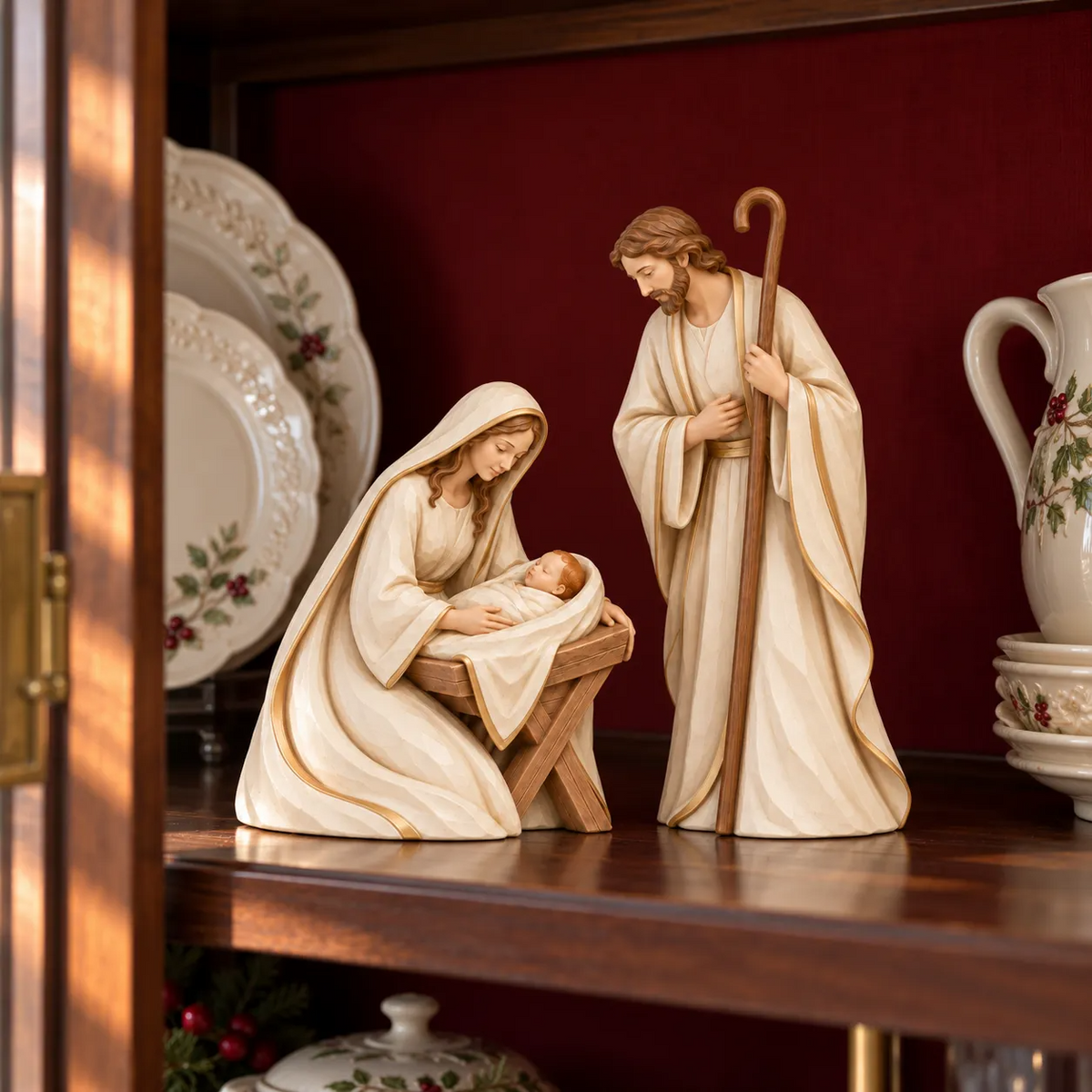 ✨ Bethlehem in Ivory & Gold™ | Holy Family Nativity Set