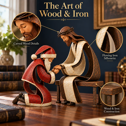 ✨ Even Santa Bows | Jesus & Santa Christmas Figurine