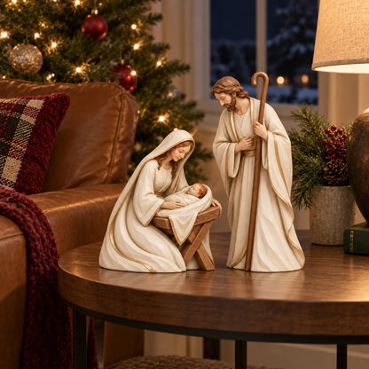 ✨ Bethlehem in Ivory & Gold™ | Holy Family Nativity Set