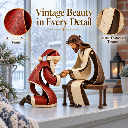 ✨ Even Santa Bows | Jesus & Santa Christmas Figurine