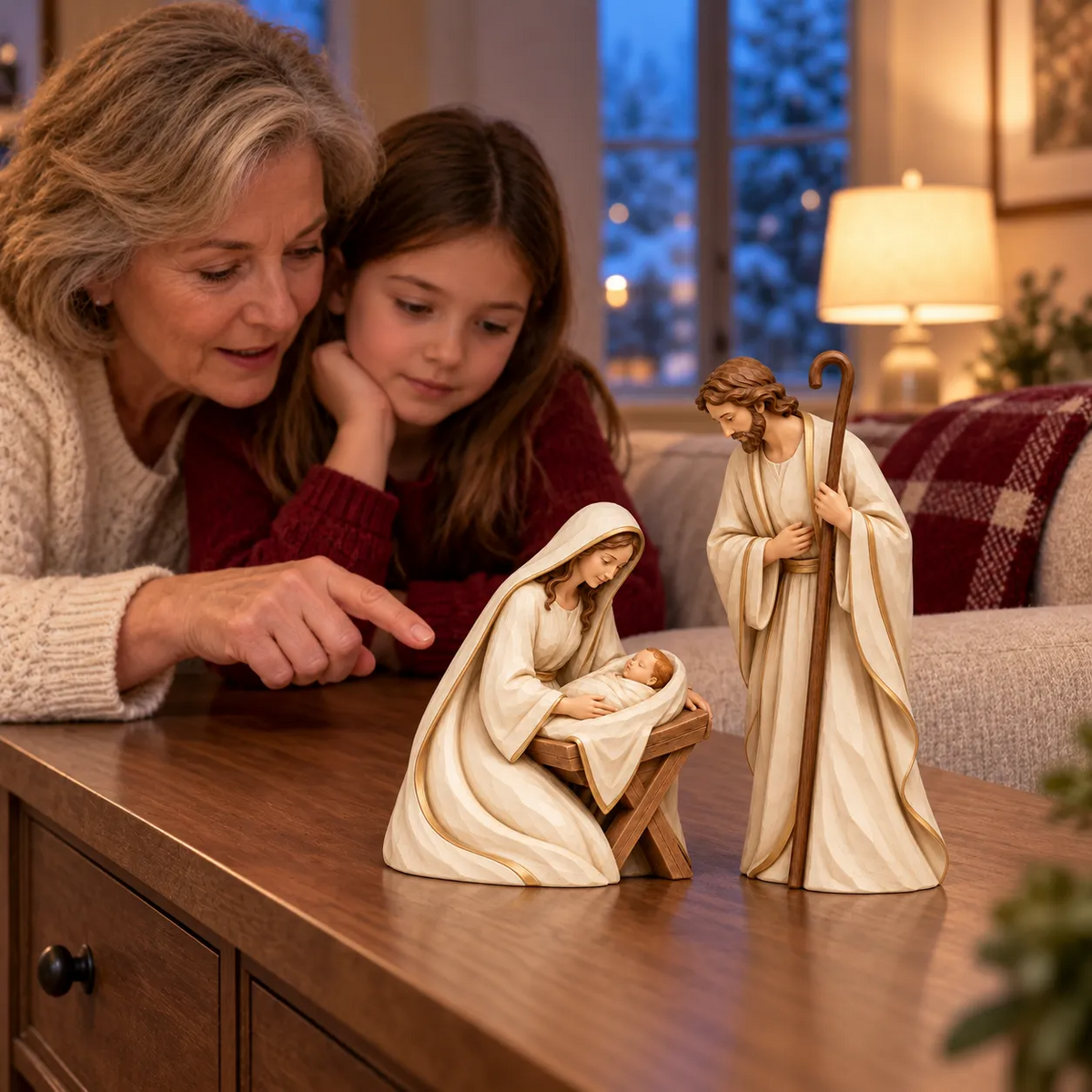 ✨ Bethlehem in Ivory & Gold™ | Holy Family Nativity Set