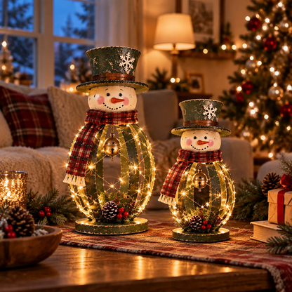🎄 Winter Welcome Snowmen™ | Lighted Iron Christmas Duo