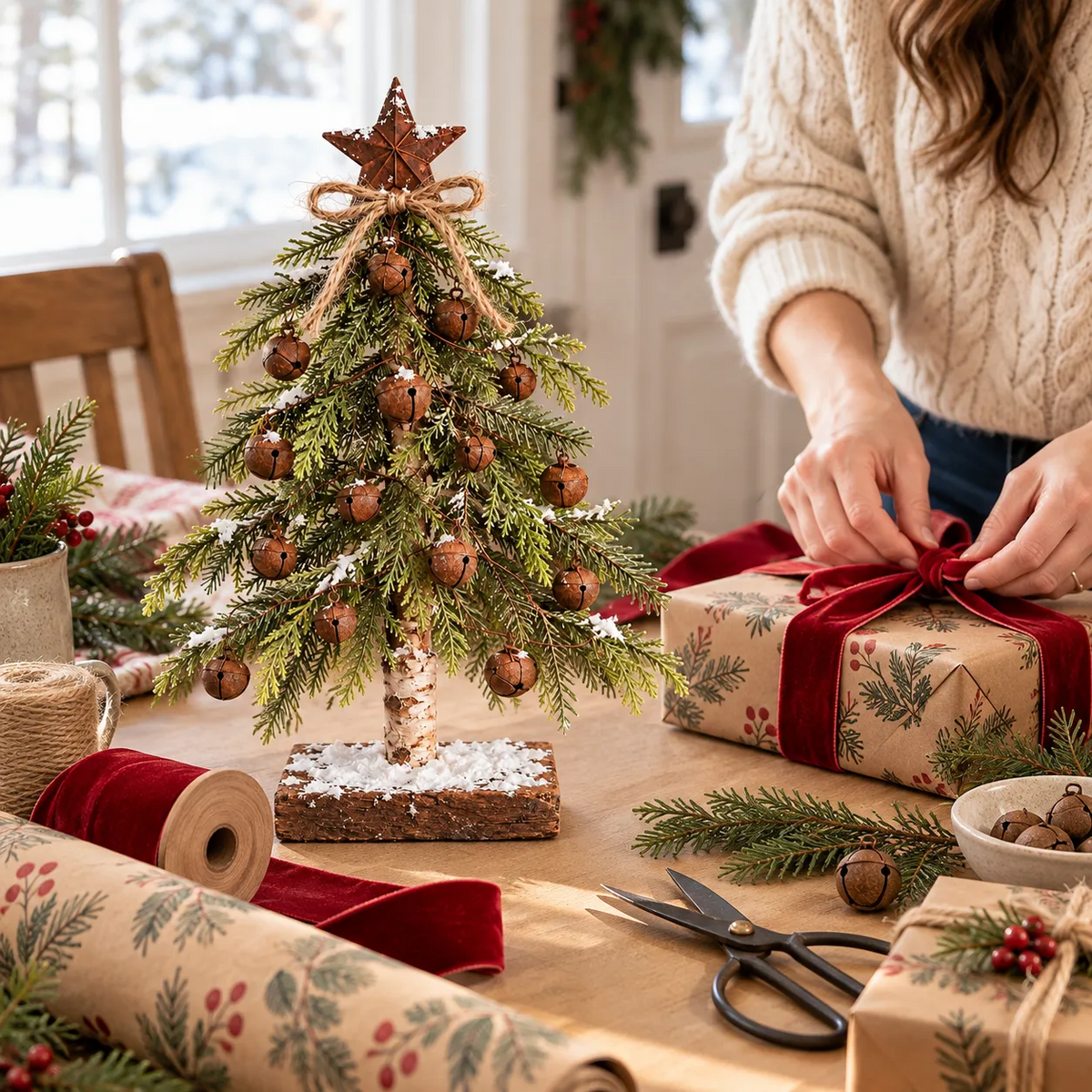 🎄🔔 Rustic Bell Christmas Tree™ – Vintage Farmhouse Tabletop Holiday Decor