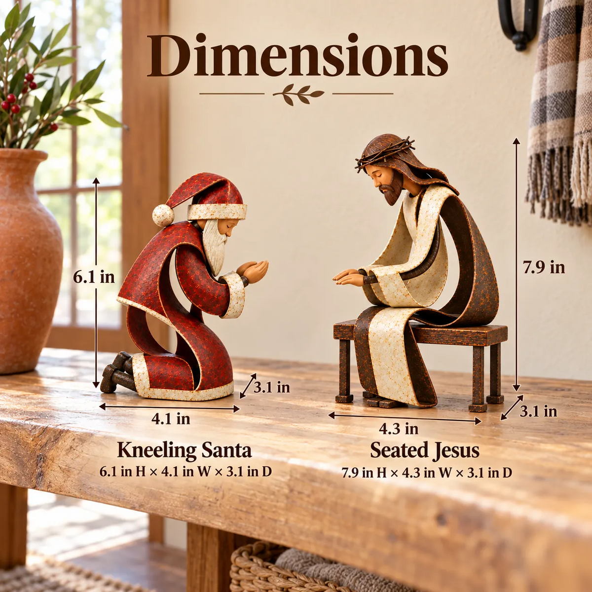 ✨ Even Santa Bows | Jesus & Santa Christmas Figurine