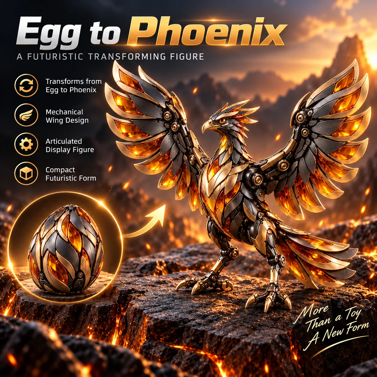 🔥LAST DAY 49% OFF -🦅 American Eagle Transforming Egg – Stars & Stripes Mechanical Figure with Bold Wing Details