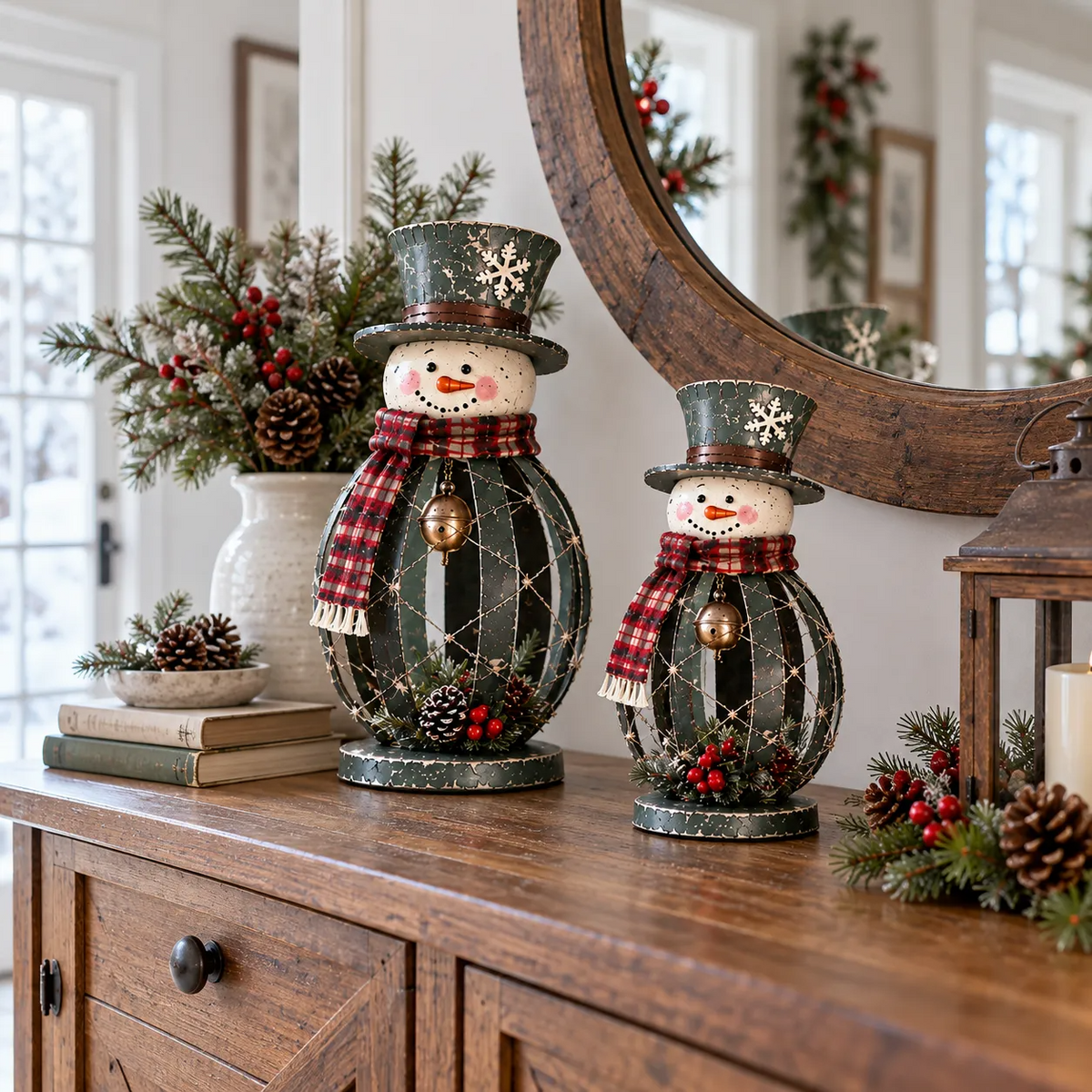 🎄 Winter Welcome Snowmen™ | Lighted Iron Christmas Duo