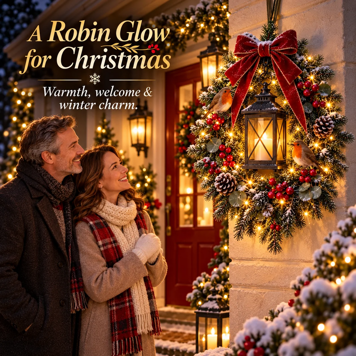 ✨Last Day 49% OFF✨🐦 A Robin Glow™ – Lighted Robin Christmas Wreath