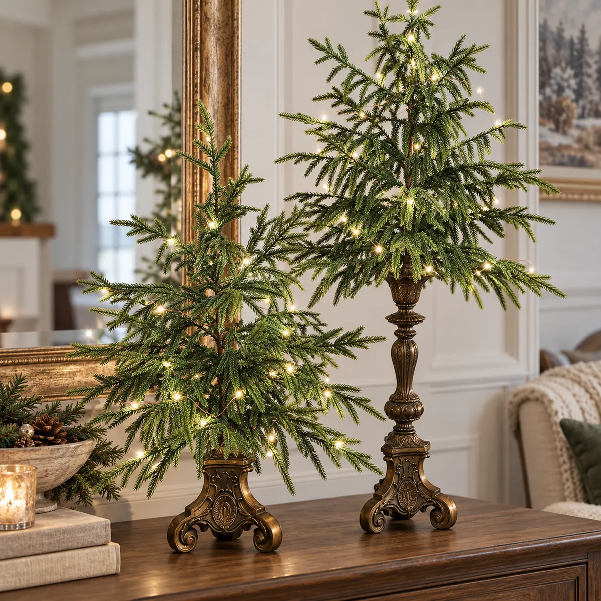 🎄✨ Vintage Norfolk Pine Glow Trees | Cozy Lighted Christmas Decor