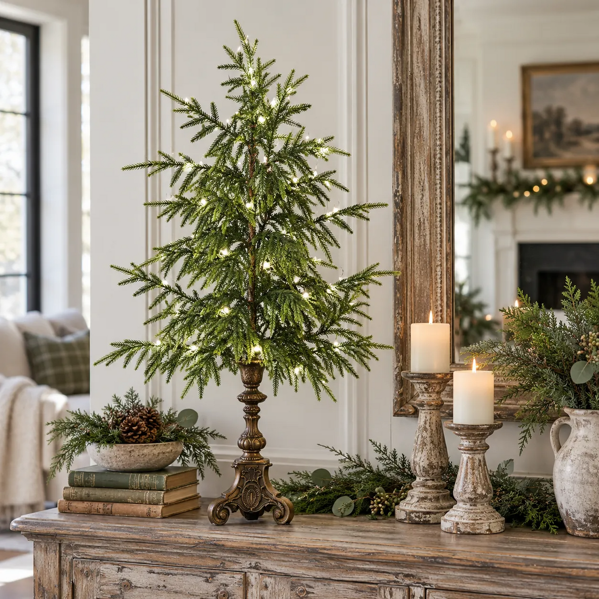 🎄✨ Vintage Norfolk Pine Glow Trees | Cozy Lighted Christmas Decor