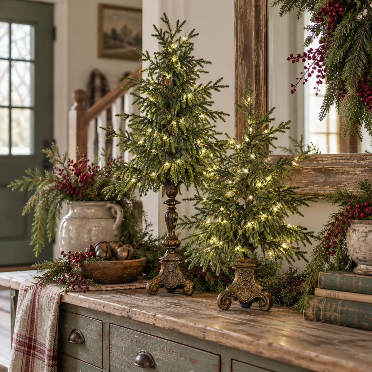 🎄✨ Vintage Norfolk Pine Glow Trees | Cozy Lighted Christmas Decor