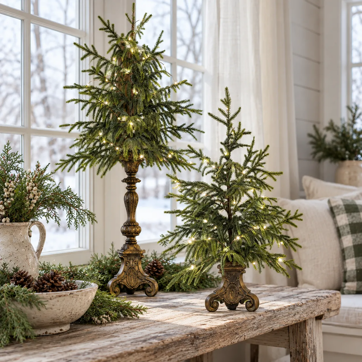 🎄✨ Vintage Norfolk Pine Glow Trees | Cozy Lighted Christmas Decor