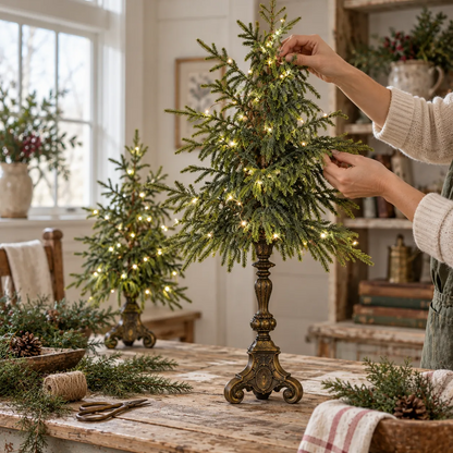 🎄✨ Vintage Norfolk Pine Glow Trees | Cozy Lighted Christmas Decor