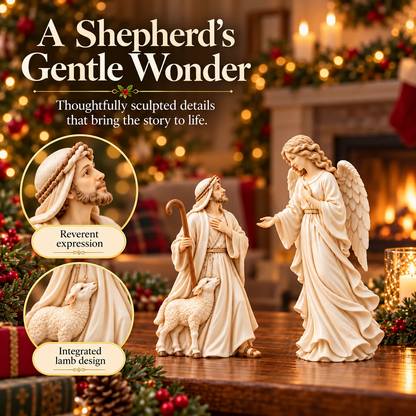 👼 Heaven Speaks to the Shepherd | Christmas Figurine Set