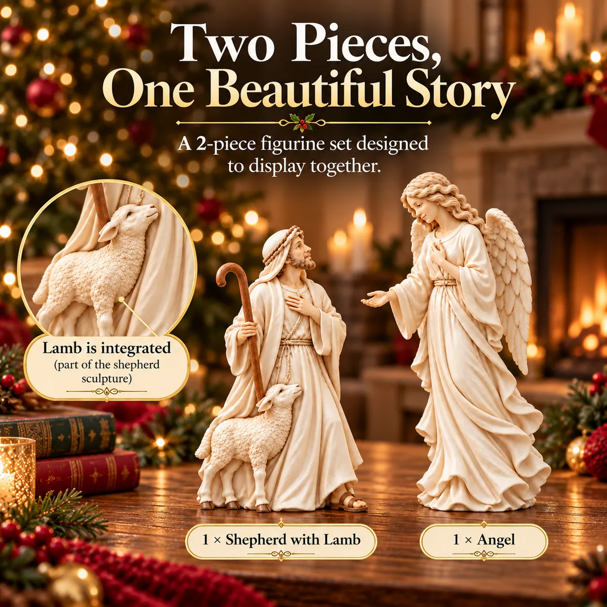 👼 Heaven Speaks to the Shepherd | Christmas Figurine Set