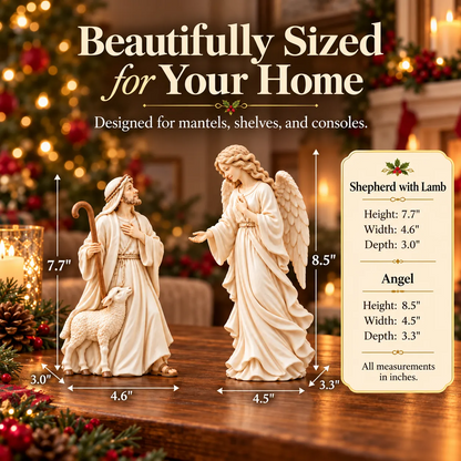 👼 Heaven Speaks to the Shepherd | Christmas Figurine Set