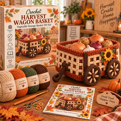 🍂🧶 Crochet the Harvest | DIY Vegetable Basket Kit for Cozy Fall Decor
