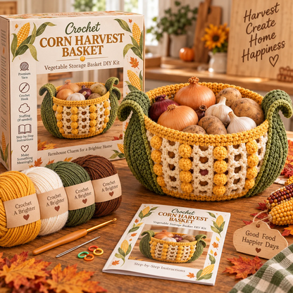 🍂🧶 Crochet the Harvest | DIY Vegetable Basket Kit for Cozy Fall Decor