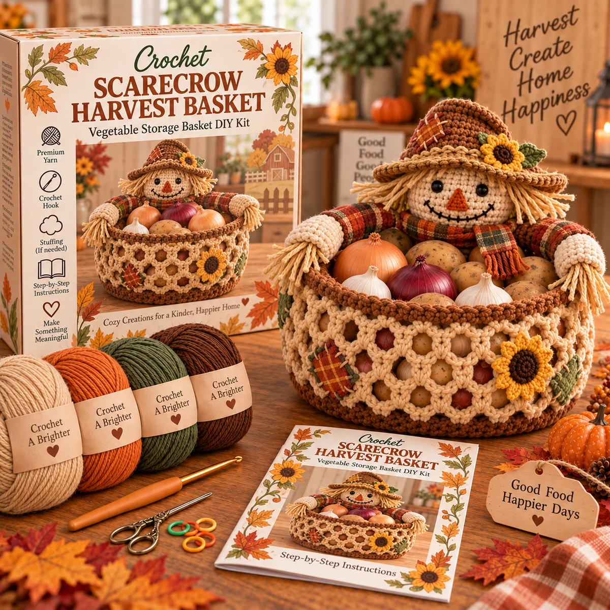🍂🧶 Crochet the Harvest | DIY Vegetable Basket Kit for Cozy Fall Decor