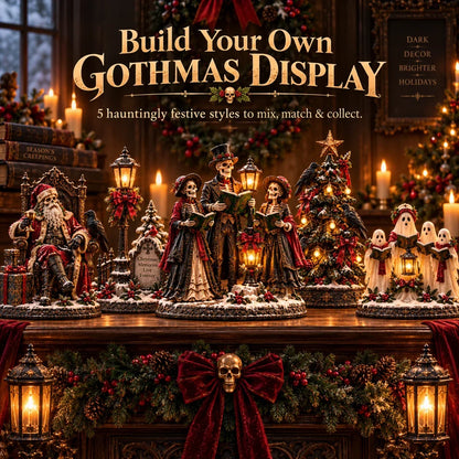🕯️👻 Midnight Carol Spooky Christmas Figurines – 5 Lighted Gothic Holiday Designs
