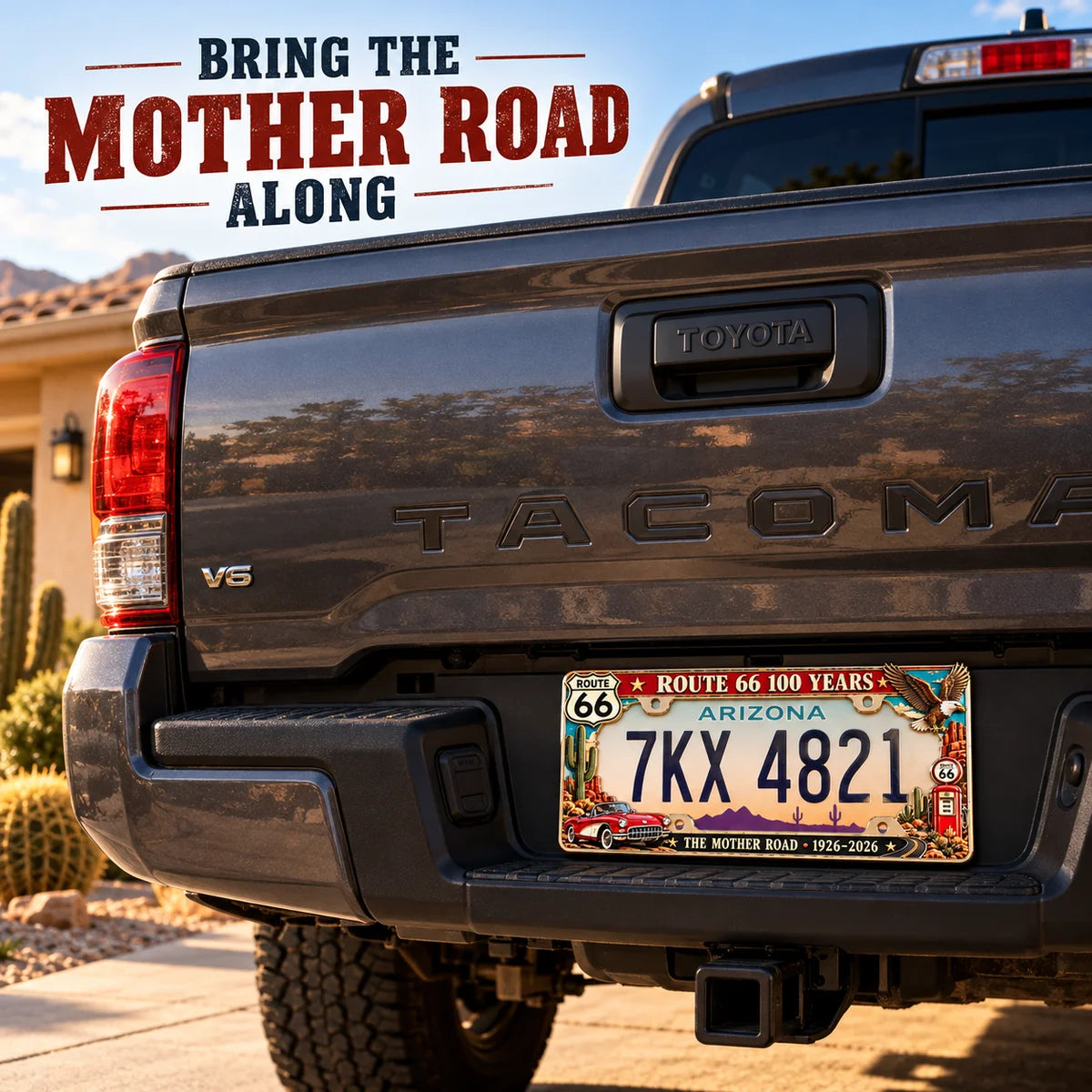 🚗 Mother Road 100 | Route 66 Centennial License Plate Frame