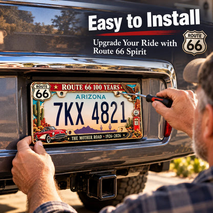 🚗 Mother Road 100 | Route 66 Centennial License Plate Frame