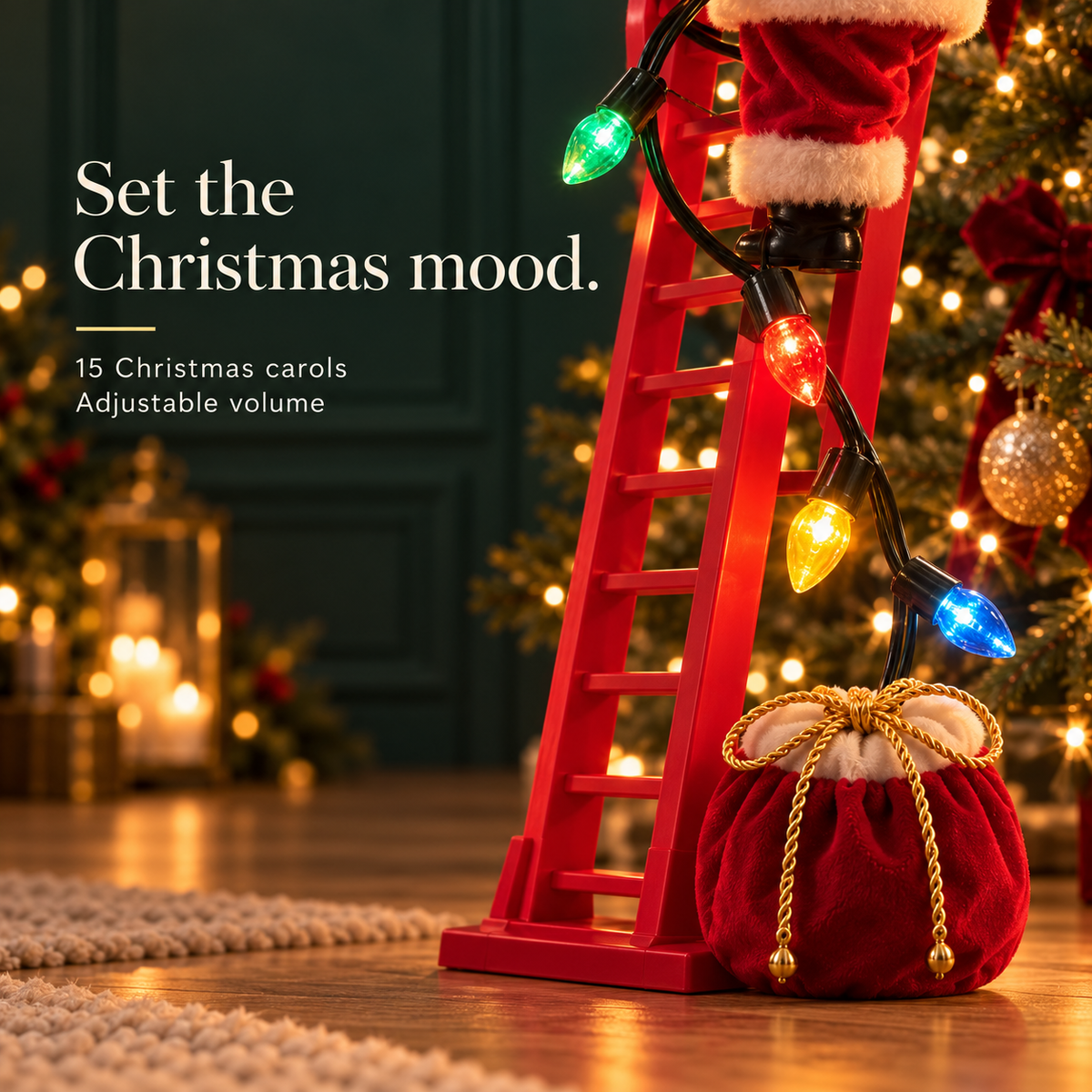 🎅✨ Climbing Santa™ | 43-Inch Musical LED Christmas Decoration