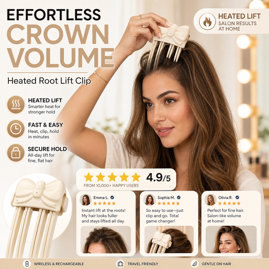 🔥 50% OFF ⏰ Heated Root Lift Clip – Instant Volume for Fine, Flat Hair ✨