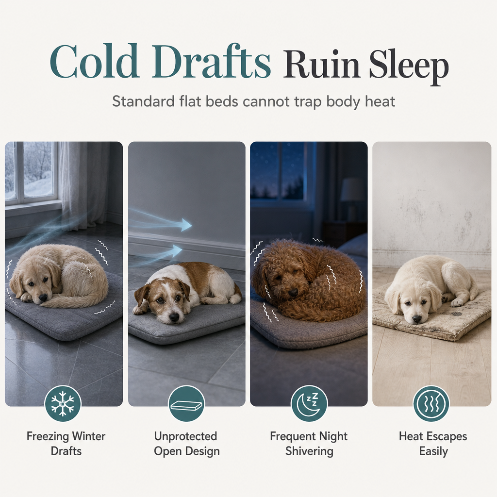 🐱🧸 SnuggleCave™ | Warm Hooded Winter Cat Bed