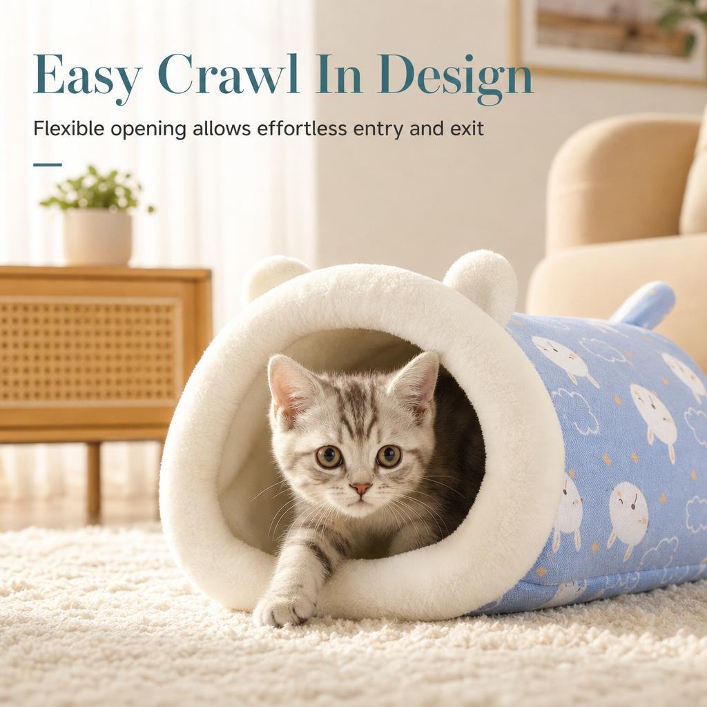 🐱🧸 SnuggleCave™ | Warm Hooded Winter Cat Bed