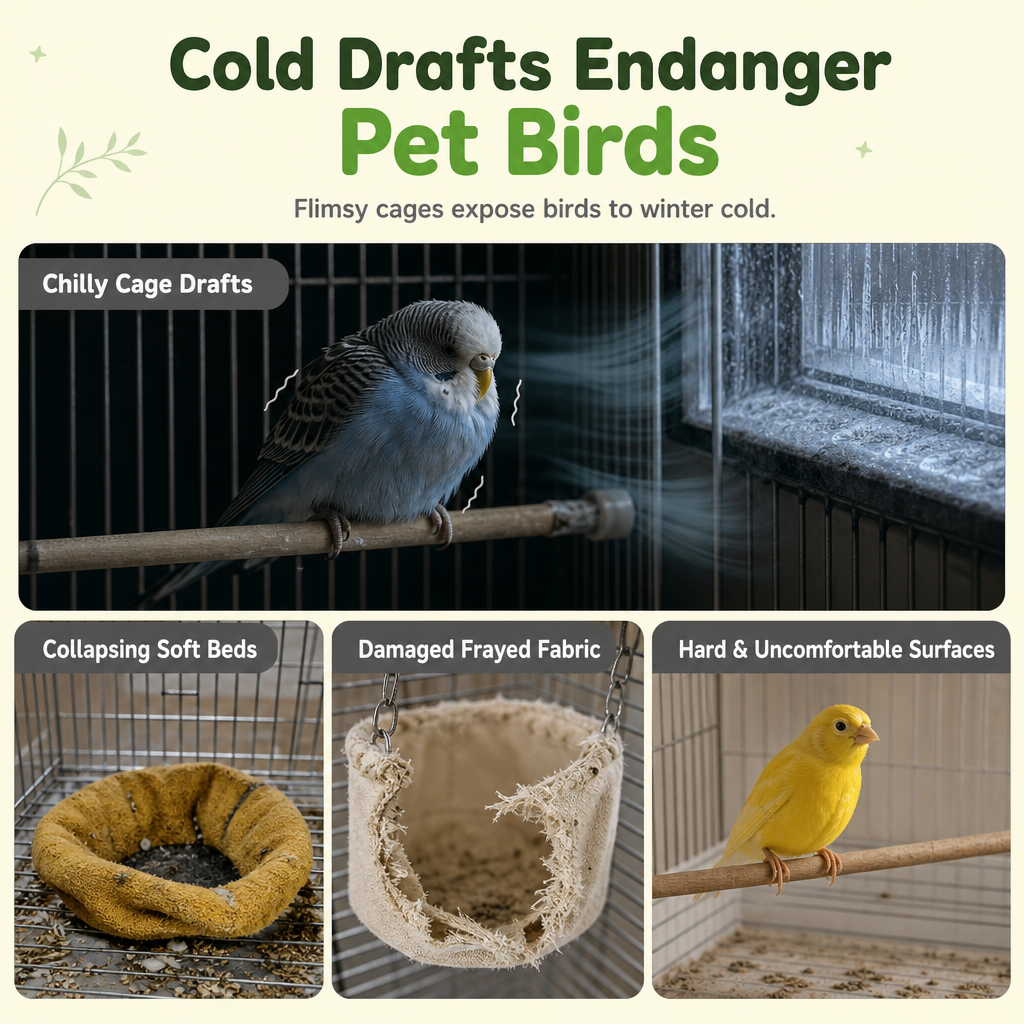 🐦 LIMITED-TIME 50% OFF! 🧶 Warm Winter Bird Hanging Hammock – Cozy, Soft, Cage Decor ✨