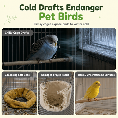 🐦 LIMITED-TIME 50% OFF! 🧶 Warm Winter Bird Hanging Hammock – Cozy, Soft, Cage Decor ✨