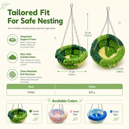 🐦 LIMITED-TIME 50% OFF! 🧶 Warm Winter Bird Hanging Hammock – Cozy, Soft, Cage Decor ✨