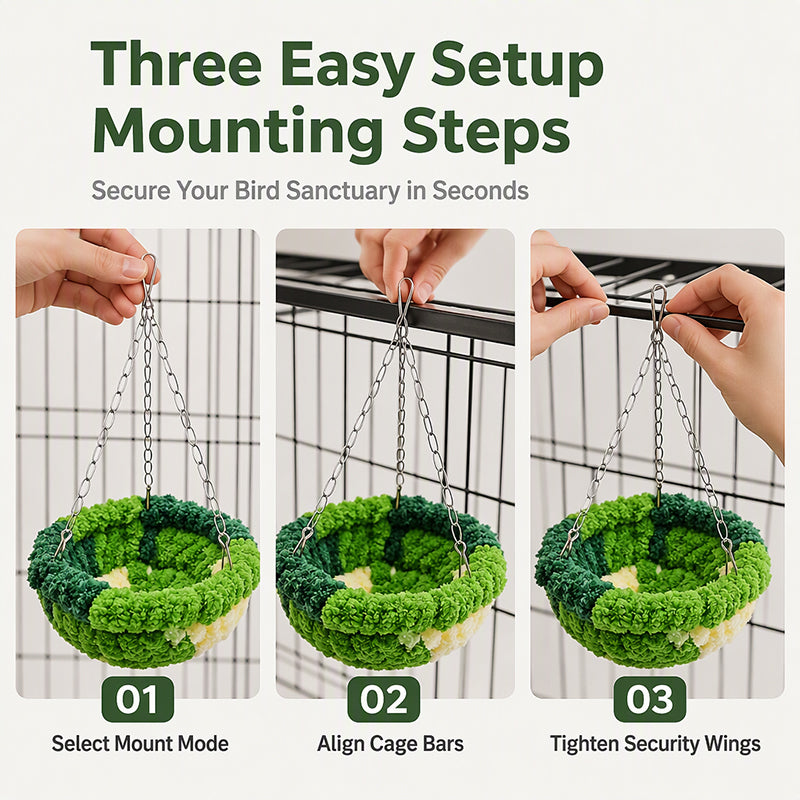 🐦 LIMITED-TIME 50% OFF! 🧶 Warm Winter Bird Hanging Hammock – Cozy, Soft, Cage Decor ✨