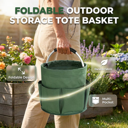 🌿🧺 Garden TidyMate™ | Foldable Storage Basket with Utility Pockets