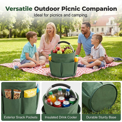 🌿🧺 Garden TidyMate™ | Foldable Storage Basket with Utility Pockets