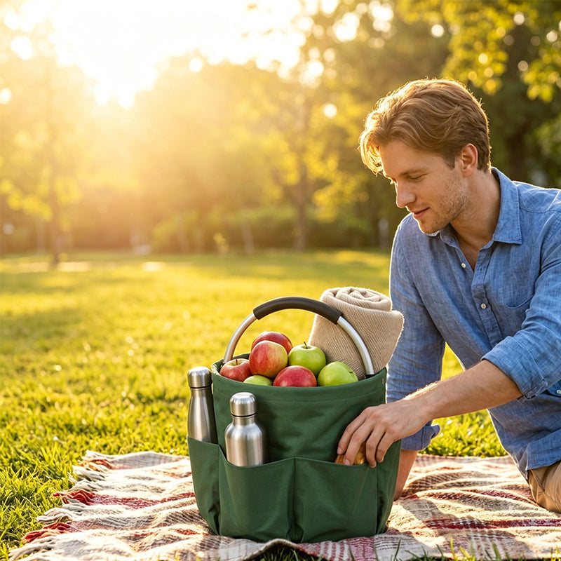 🌿🧺 Garden TidyMate™ | Foldable Storage Basket with Utility Pockets