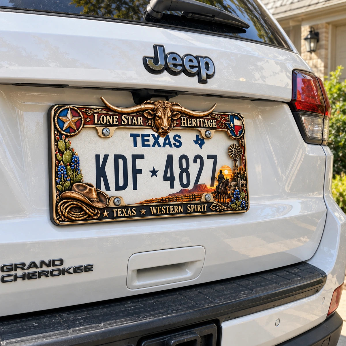 🐂🤠 Texas Longhorn 3D License Plate Frame – Western Cowboy Truck Decor