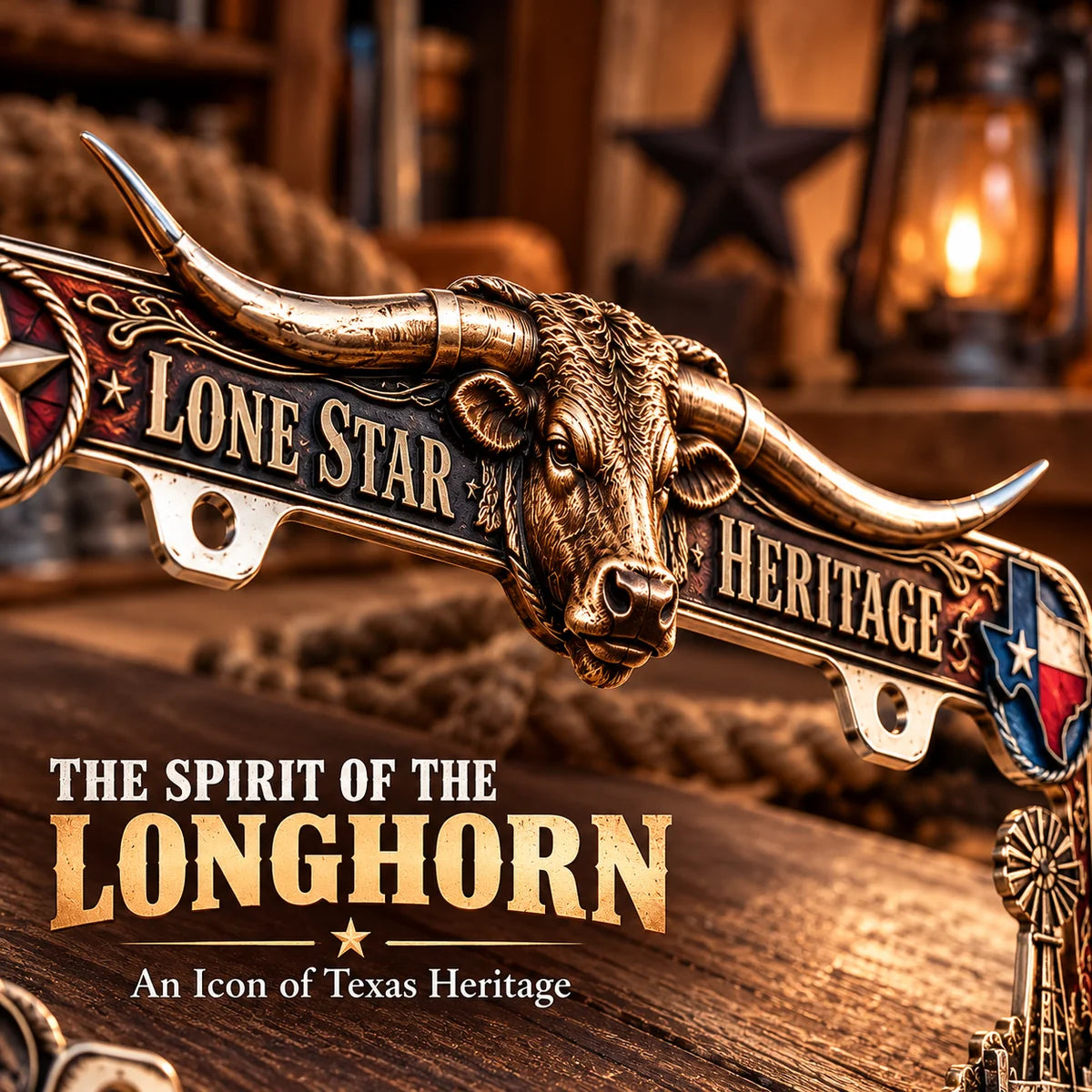 🐂🤠 Texas Longhorn 3D License Plate Frame – Western Cowboy Truck Decor
