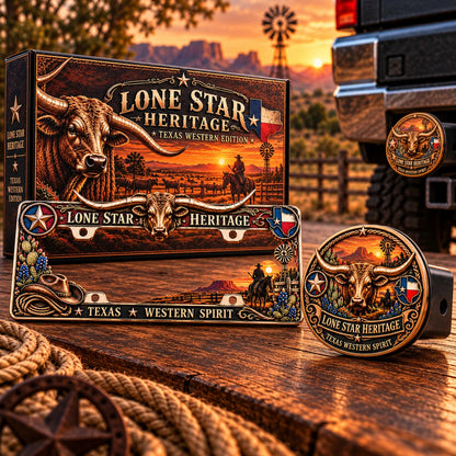 🐂🤠 Texas Longhorn 3D License Plate Frame – Western Cowboy Truck Decor