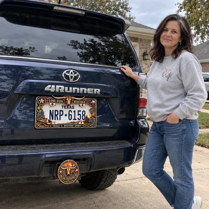 🐂🤠 Texas Longhorn 3D License Plate Frame – Western Cowboy Truck Decor